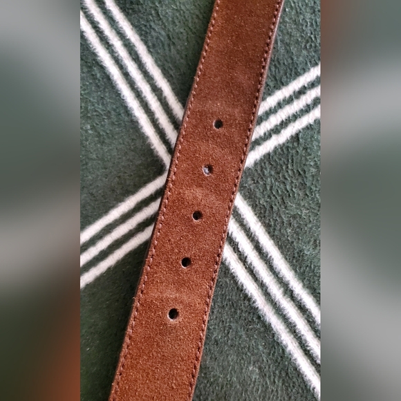 Lauren Ralph Lauren Brown Italian Leather Suede Belt with Gold Hardware main image 5